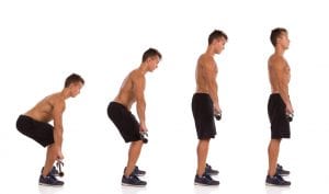 a men showing 4 different stages of deadlift