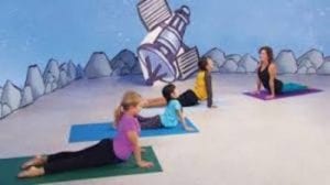 Parent participation, Rainbow kids yoga, going in space yoga, yoga lesson plan space theme