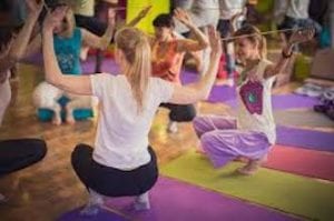 Weather-themed yoga, children’s health, yoga for kids, educational, weather sounds, human mandala