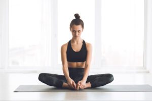 Classical sun salutations, tree pose, deep belly breath, yoga class classical sun salutation, classical sun salutation, butterfly pose, bridge pose, reclining figure 4 pose, sound vibration, Om shanti om